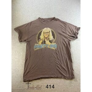 Vintage 2012 SNL Waynes World Garth Party On Graphic T-Shirt Brown Thrashed M
